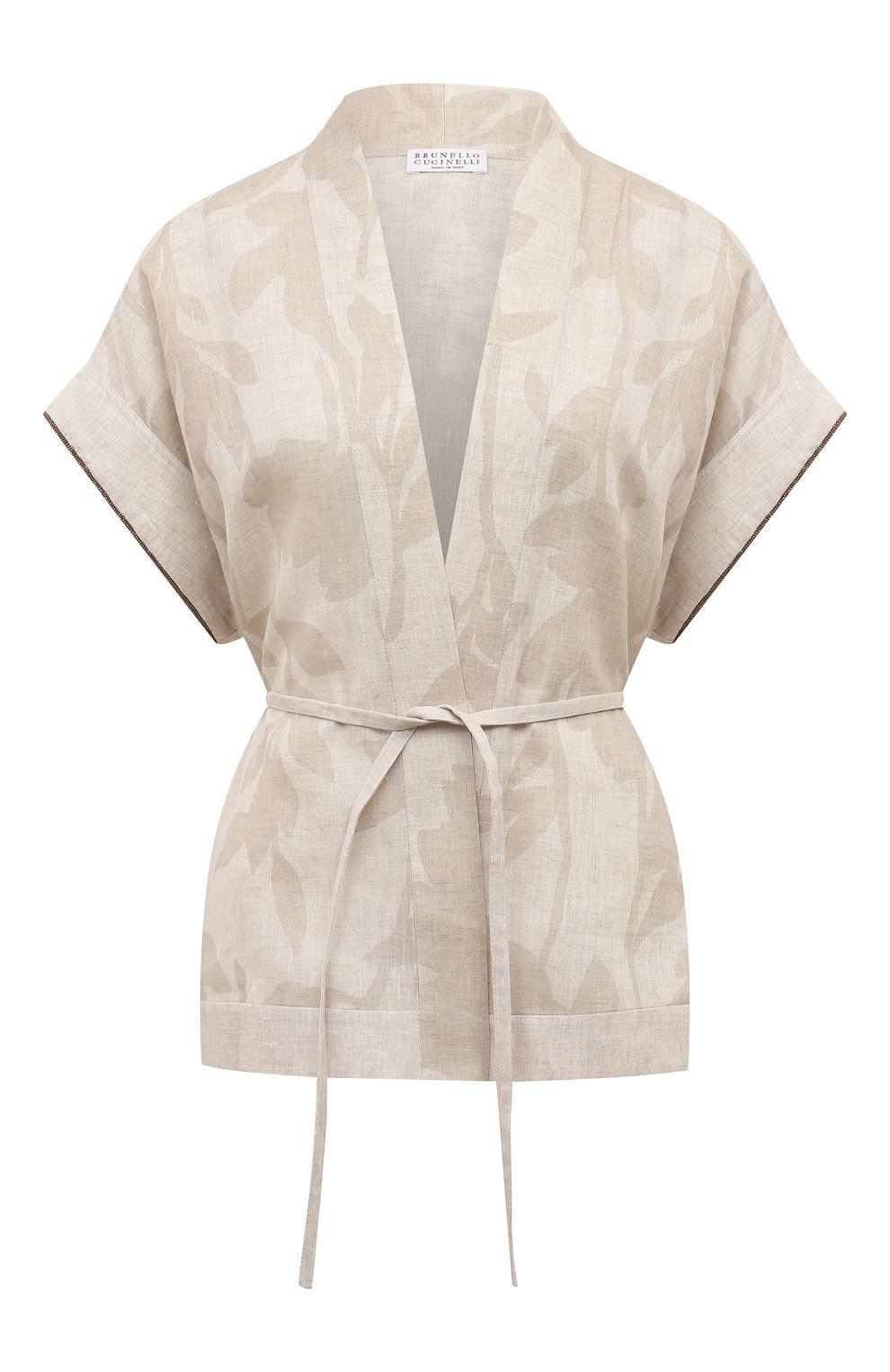 Льняной жакет-кимоно BRUNELLO CUCINELLI бежевого цвета по цене 192500 руб., арт. MB650B1344, фото 1 Льняной жакет-кимоно BRUNELLO CUCINELLI, арт. MB650B1344, фото 1