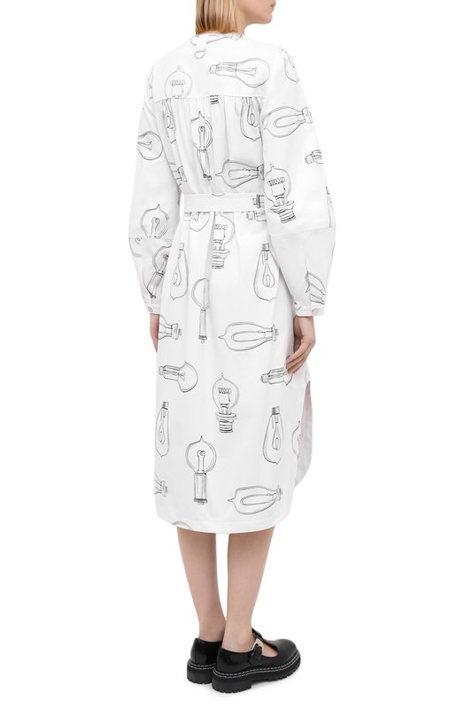 Хлопковое платье Tibi Белый, фото 4