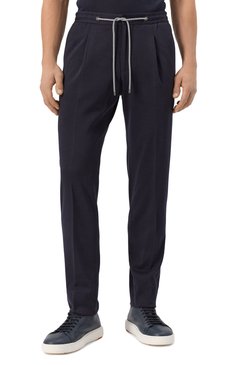 Мужские брюки из шерсти и хлопка CORNELIANI темно-синего цвета, арт. 254L19-2518800 | Фото 3 (Длина (брюки, джинсы): Стандартные; Материал внешний: Хлопок, Шерсть; Случай: Повседневный; Стили: Кэжуэл; Автоматизация состава: Проставлено; Автоматизация ТО: Проставлено)