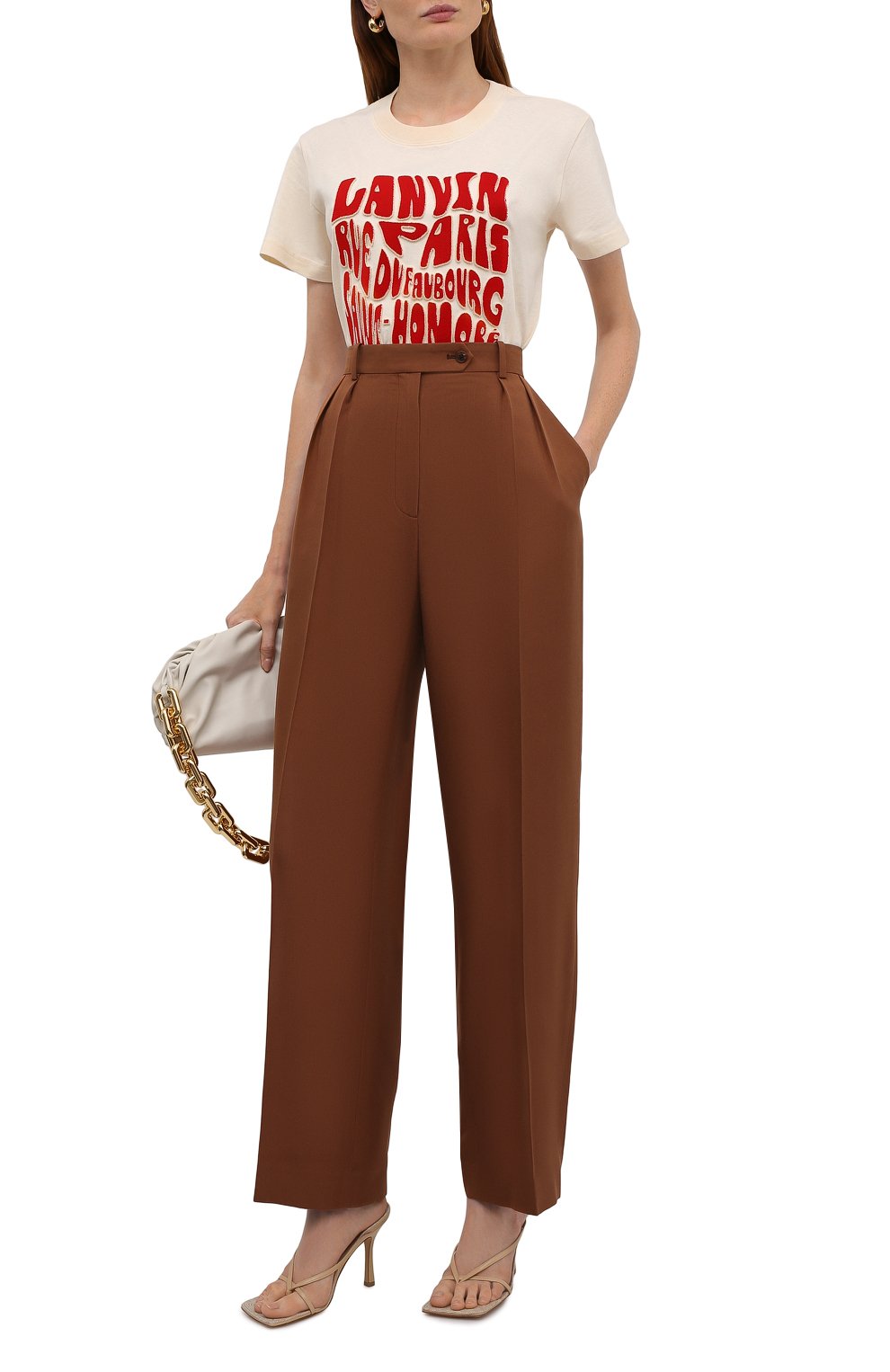 Хлопковая футболка LANVIN кремового цвета по цене 37750 руб., арт. RW-TS0019-J081-A21, фото 2 Хлопковая футболка LANVIN, арт. RW-TS0019-J081-A21, фото 2