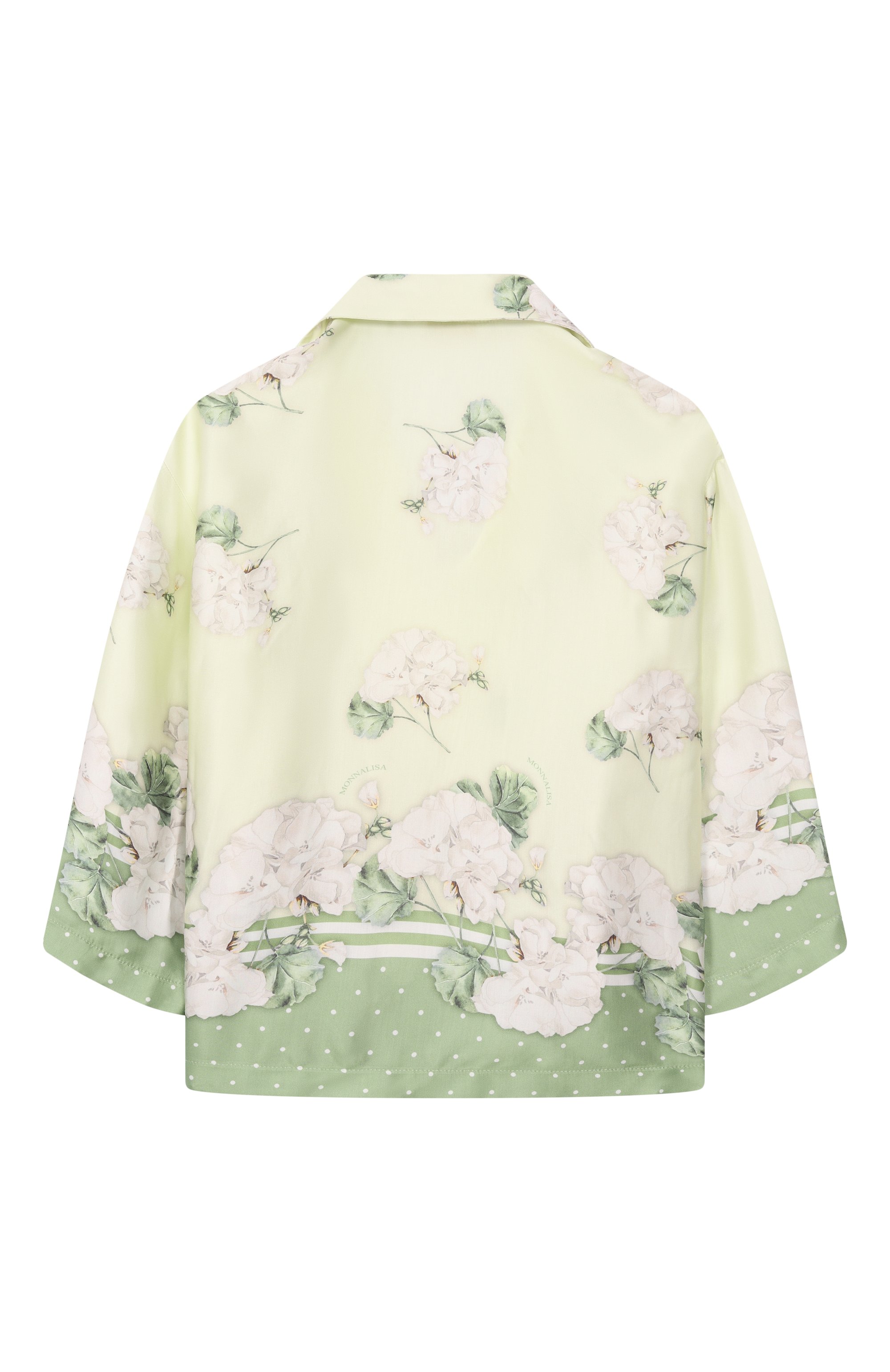 Рубашка из вискозы MONNALISA светло-зеленого цвета по цене 20700 руб., арт. 71G302, фото 2 Рубашка из вискозы MONNALISA, арт. 71G302, фото 2
