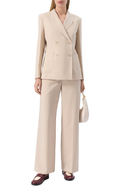 Шерстяные брюки Weekend Max Mara ANG0LA Кремовый  ANG0LA Фото 2