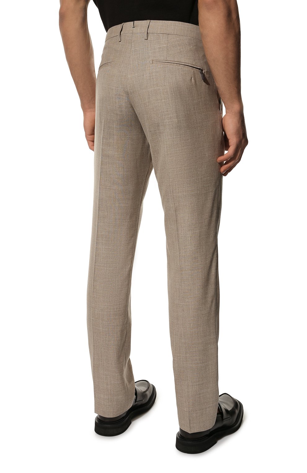 Брюки из шерсти и шелка ANDREA CAMPAGNA бежевого цвета по цене 69950 руб., арт. ZIP/1/LP183U, фото 4 Брюки из шерсти и шелка ANDREA CAMPAGNA, арт. ZIP/1/LP183U, фото 4