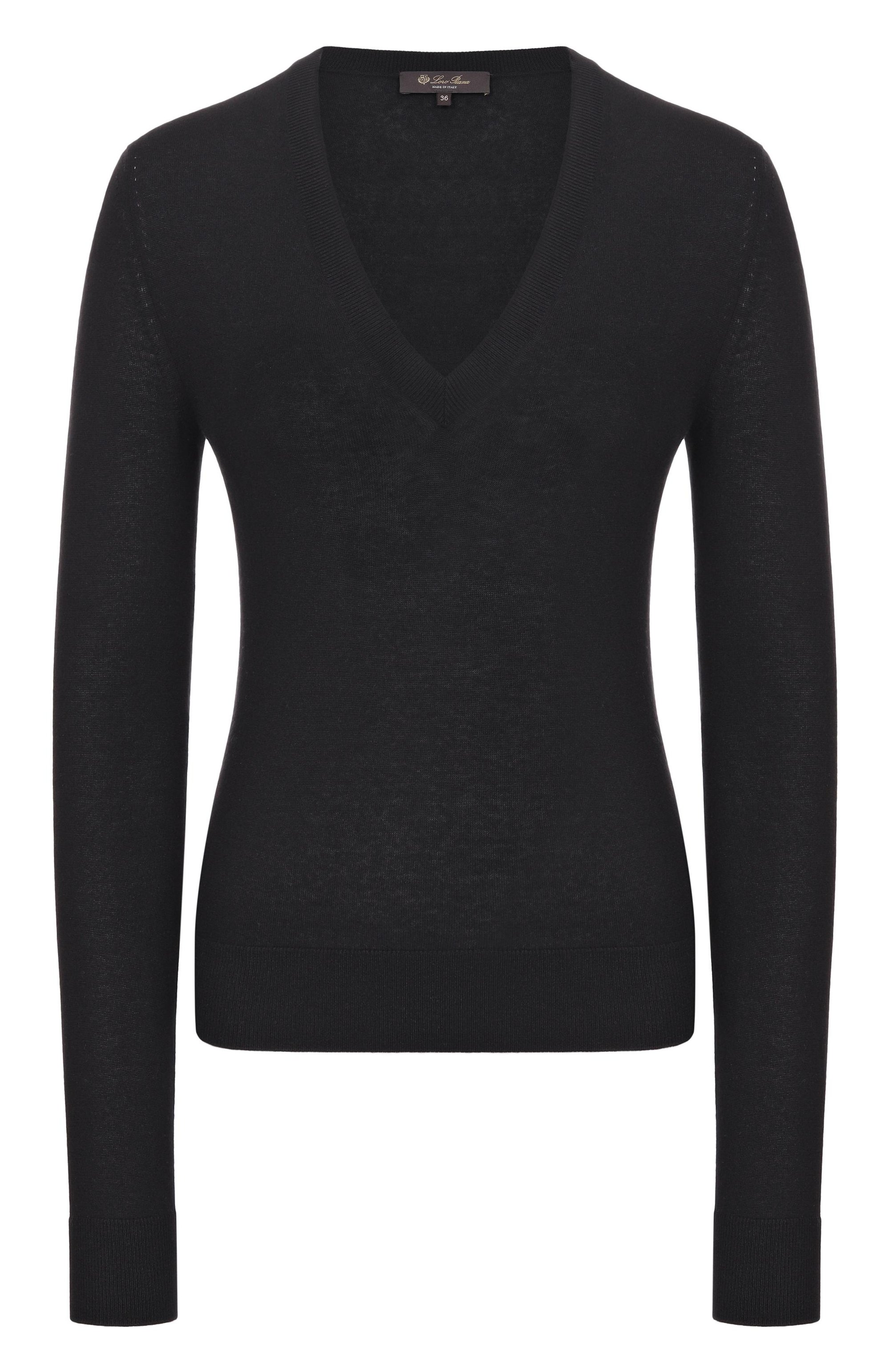Кашемировый пуловер LORO PIANA черного цвета по цене 169500 руб., арт. FAM9051, фото 1 Кашемировый пуловер LORO PIANA, арт. FAM9051, фото 1
