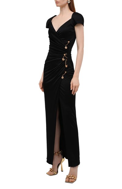 Платье из вискозы VERSACE черного цвета по цене 327000 руб., арт. 1003564/1A00572, фото 3 Платье из вискозы VERSACE, арт. 1003564/1A00572, фото 3