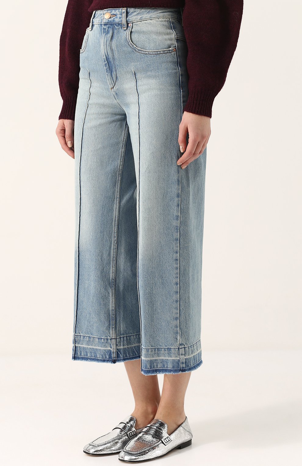 Укороченные расклешенные джинсы с потертостями ISABEL MARANT ETOILE, арт. PA0799-18P016E/CABRI0, фото 3