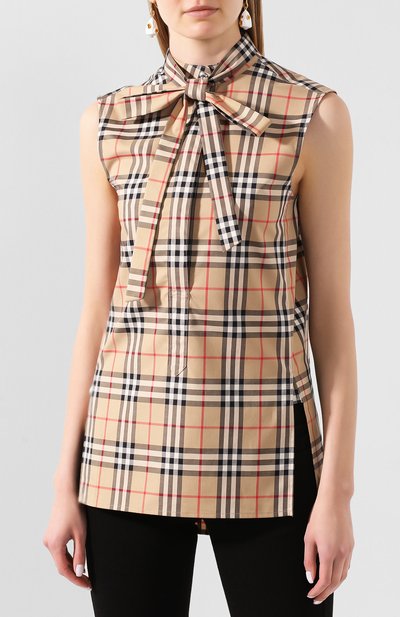 Хлопковый топ BURBERRY бежевого цвета по цене 39950 руб., арт. 8025824, фото 3 Хлопковый топ BURBERRY, арт. 8025824, фото 3