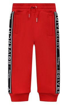 Детские хлопковые джоггеры GIVENCHY красного цвета, арт. H24232/4A-5A | Фото 1 (Материал внешний: Хлопок; Нос: Не проставлено; Тематический товар: Disney; Автоматизация состава: Проставлено)