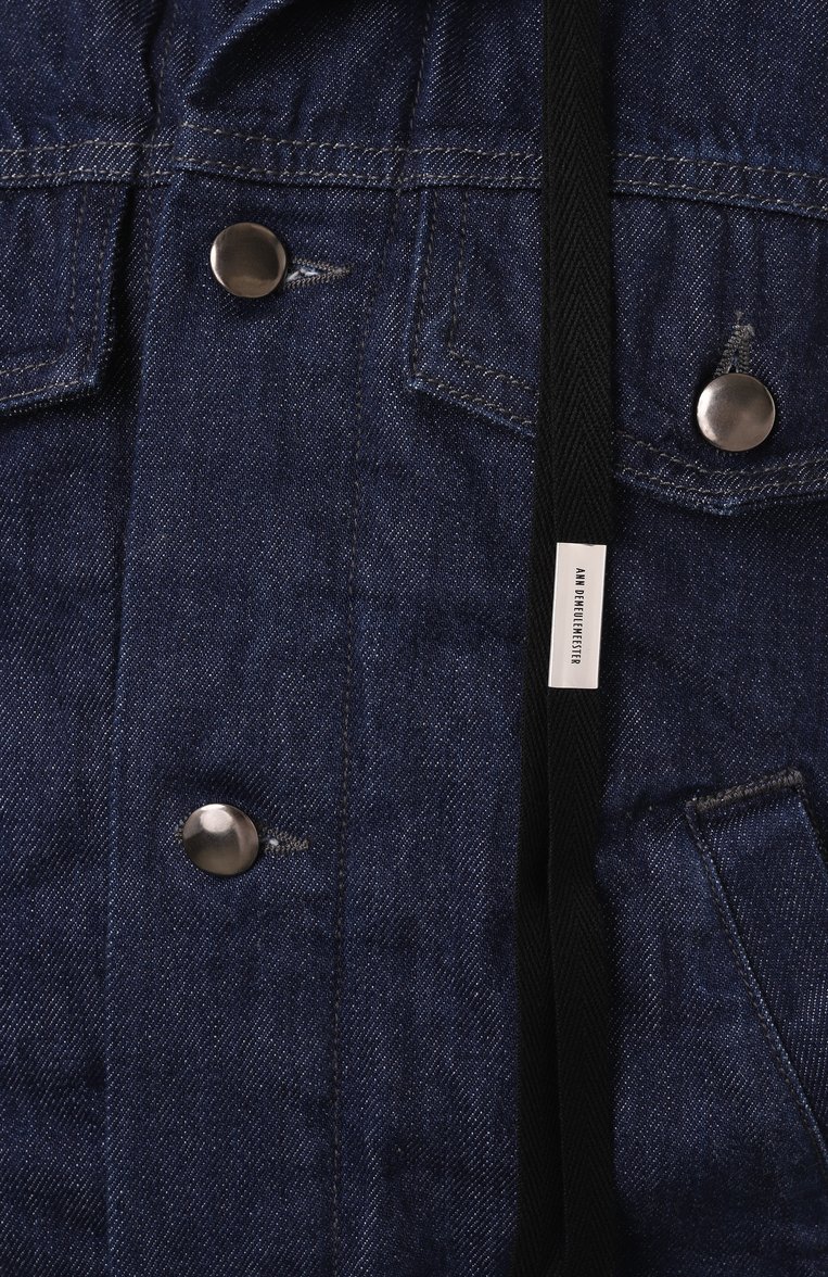 Женская джинсовая куртка ANN DEMEULEMEESTER темно-синего цвета, арт. B0010178/FA586 | Фото 6 (Материал подклада: Хлопок; Рукава: Длинные; Длина (верхняя одежда): Короткие; Кросс-КТ: Деним, Куртка, Легкие; Материал внешний: Деним, Хлопок; Стили: Кэжуэл; Автоматизация ТО: Проставлено; Автоматизация состава: Проставлено)