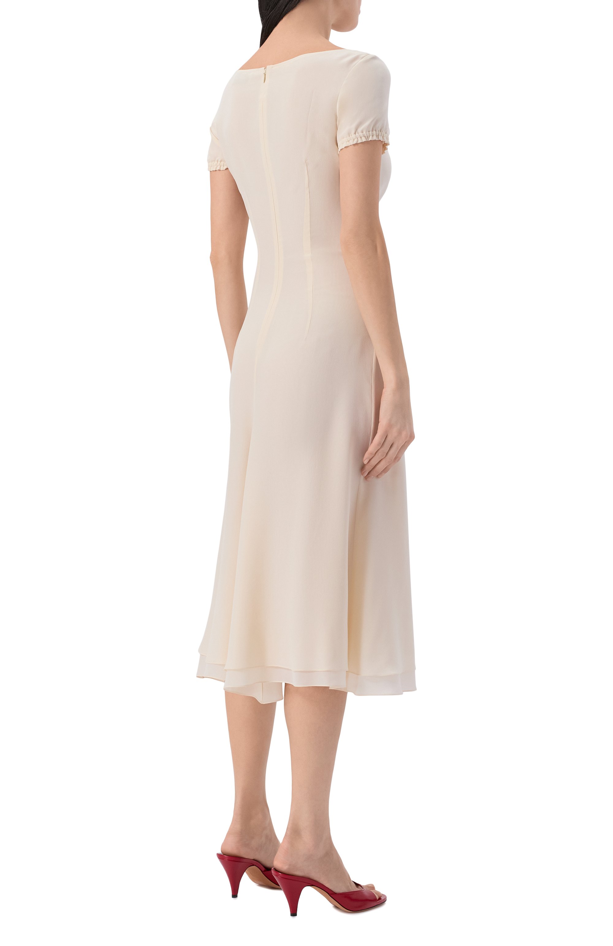 Шелковое платье GOOROO кремового цвета по цене 116910 руб., арт. D075-2006-101-SS26, фото 3 Шелковое платье GOOROO, арт. D075-2006-101-SS26, фото 3