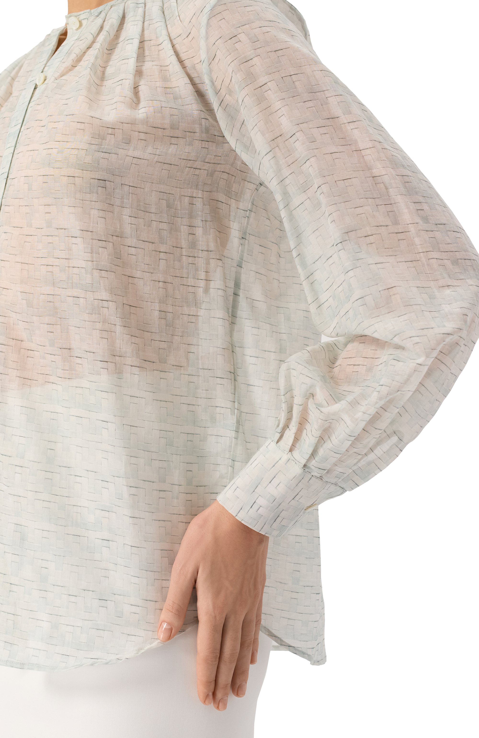 Блузка из хлопка и шелка KITON, арт. D51419K0927E01, фото 5