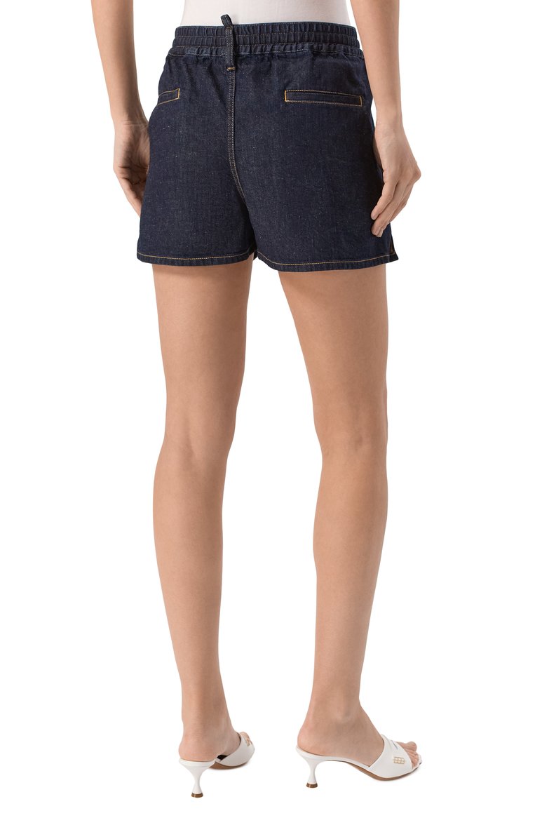 Женские джинсовые шорты DSQUARED2 синего цвета, арт. S73MU0245/S30825 | Фото 4 (Автоматизация состава: Проставлено; Материал внешний: Хлопок, Деним; Автоматизация ТО: Проставлено; Длина Ж (юбки, платья, шорты): Мини; Кросс-КТ: Деним; Стили: Кэжуэл)