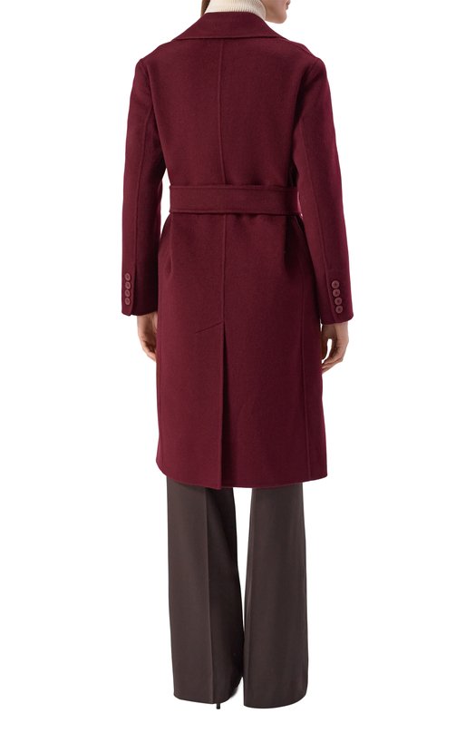 Пальто из шерсти и кашемира Max Mara Studio CANNETI Бордовый  CANNETI Фото 4