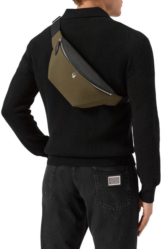 Поясная сумка Cesare Rubeus Milano BELT BAG/CALFSKIN GRAN PRIX+CANVAS AMAZZ0NIA_SET Хаки  BELT BAG/CALFSKIN GRAN PRIX+CANVAS AMAZZ0NIA_SET Фото 2