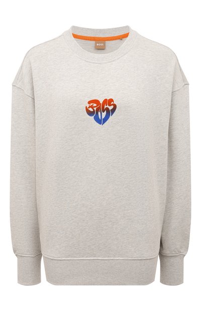 Хлопковый свитшот BOSS ORANGE серого цвета по цене 15000 руб., арт. 50490967, фото 1 Хлопковый свитшот BOSS ORANGE, арт. 50490967, фото 1