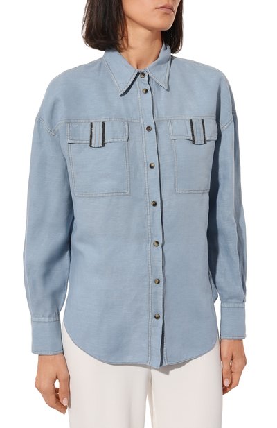 Рубашка изо льна и хлопка BRUNELLO CUCINELLI, арт. MD698B1064, фото 3