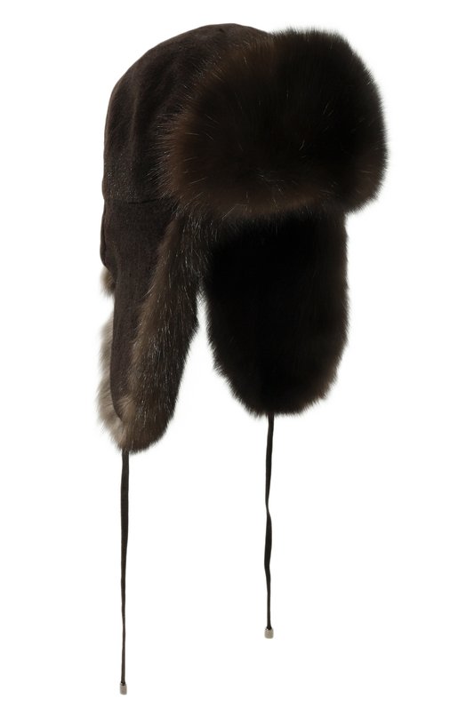 Меховая шапка-ушанка из норки и соболя VICTORIA KUSENKOVA 090213504094 Коричневый 090213504094