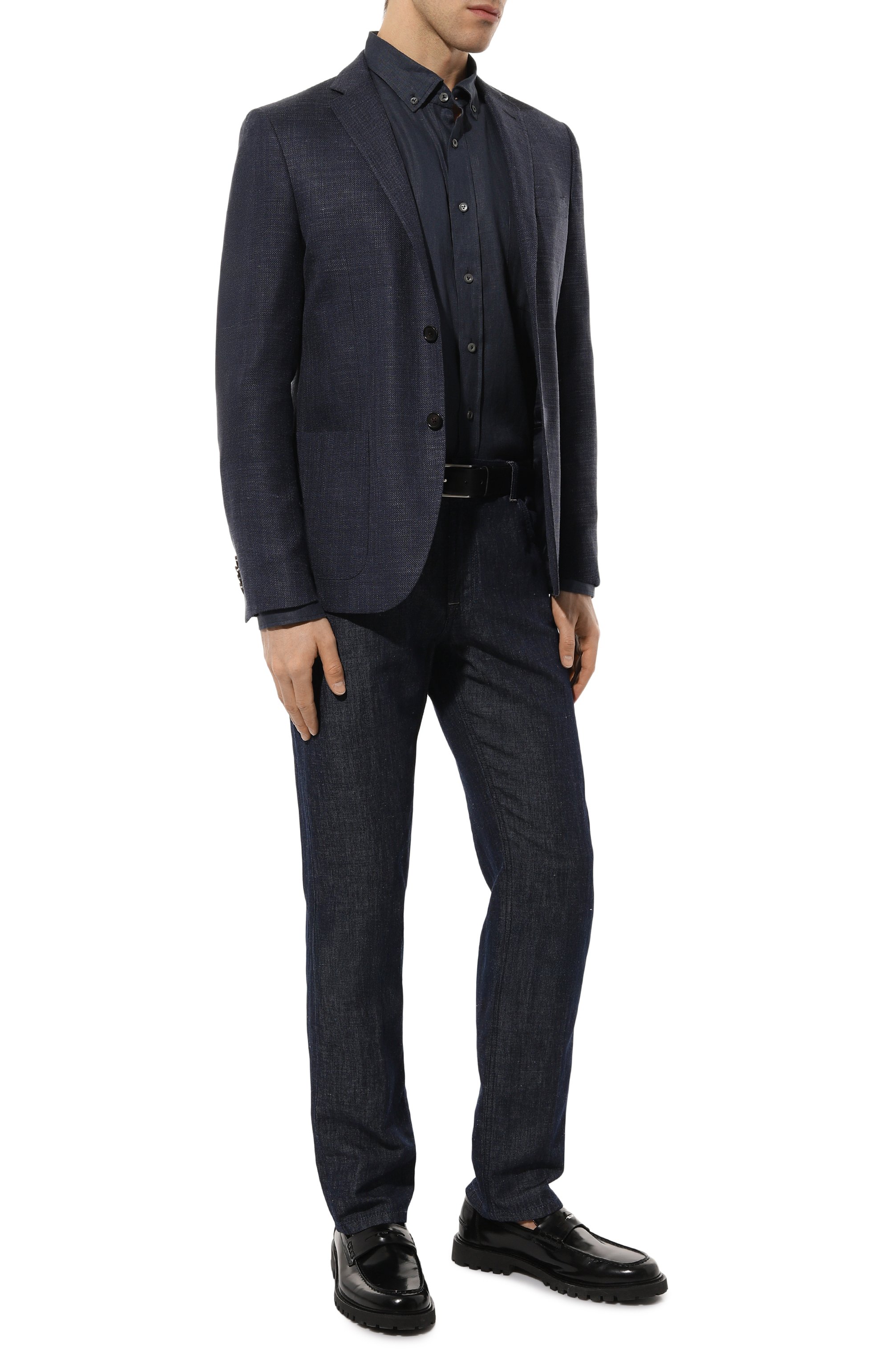 Брюки из хлопка и льна STEFANO RICCI темно-синего цвета по цене 108000 руб., арт. MFT41B1570/T205BL, фото 2 Брюки из хлопка и льна STEFANO RICCI, арт. MFT41B1570/T205BL, фото 2