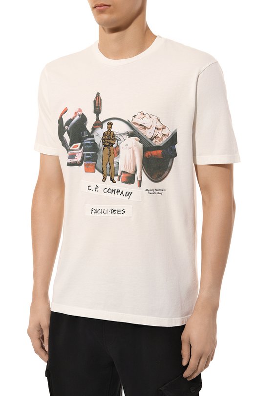 Хлопковая футболка C.P. Company 16CMTS290A005431G Кремовый  16CMTS290A005431G Фото 3