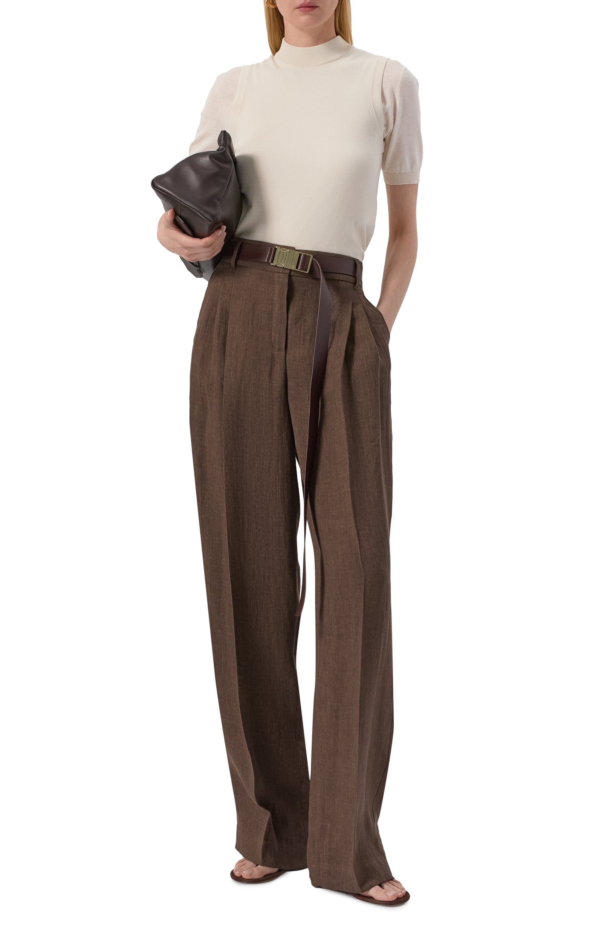 Льняные брюки MAX MARA STUDIO, арт. SIAMESE, фото 2