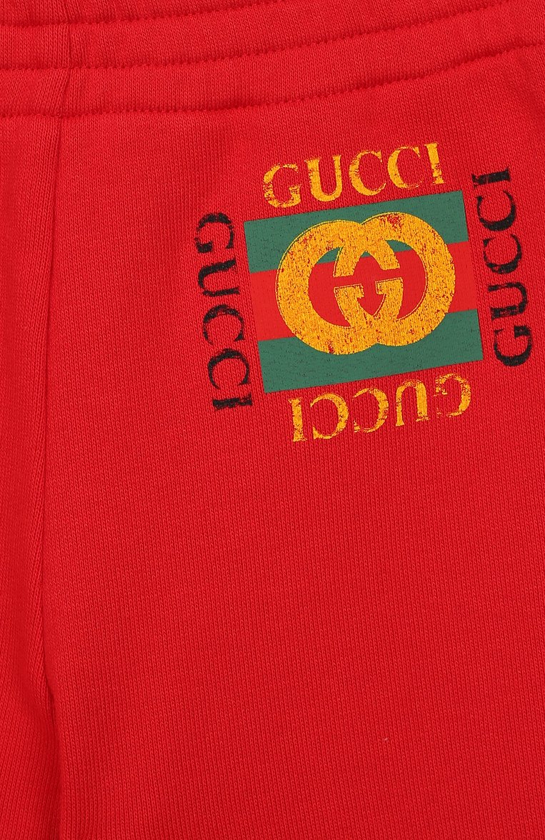 Детские хлопковые джоггеры GUCCI красного цвета, арт. 509179/X3L00 | Фото 3 (Кросс-КТ НВ: Джоггеры; Материал сплава: Проставлено, Проверено; Нос: Не проставлено; Материал вне�шний: Хлопок; Статус проверки: Проверено, Проверена категория; Ростовка одежда: 12 мес | 80 см, 18 мес | 86 см, 24 мес | 92 см, 0 - 3 мес | 50 - 60 см, 36 мес | 98 см, 9 мес | 74 см, 3 мес | 62 см)