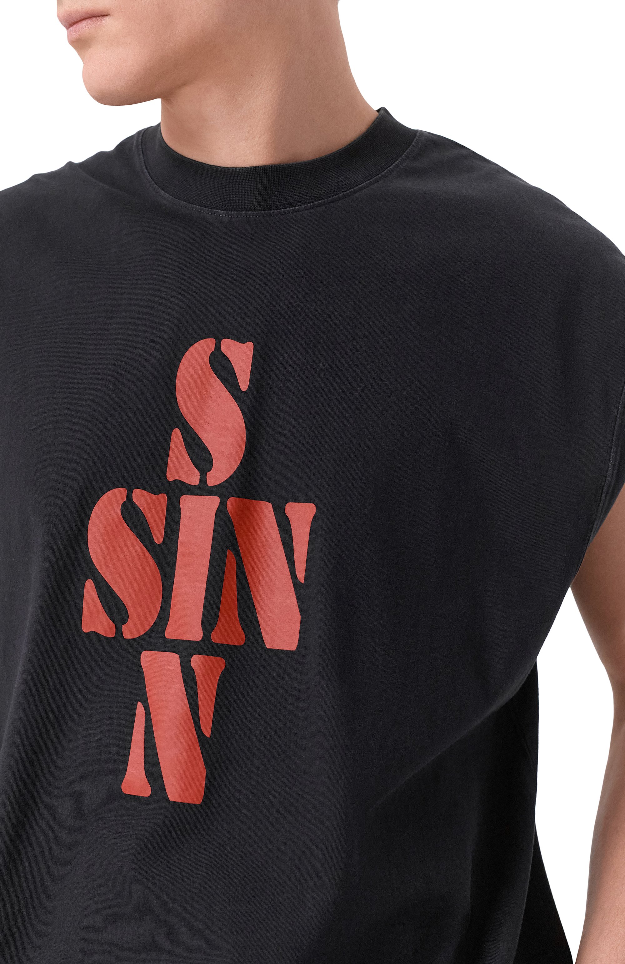Хлопковая майка VETEMENTS черного цвета по цене 55750 руб., арт. ME76TR197B/1302 M0LLET0N, фото 5 Хлопковая майка VETEMENTS, арт. ME76TR197B/1302 M0LLET0N, фото 5