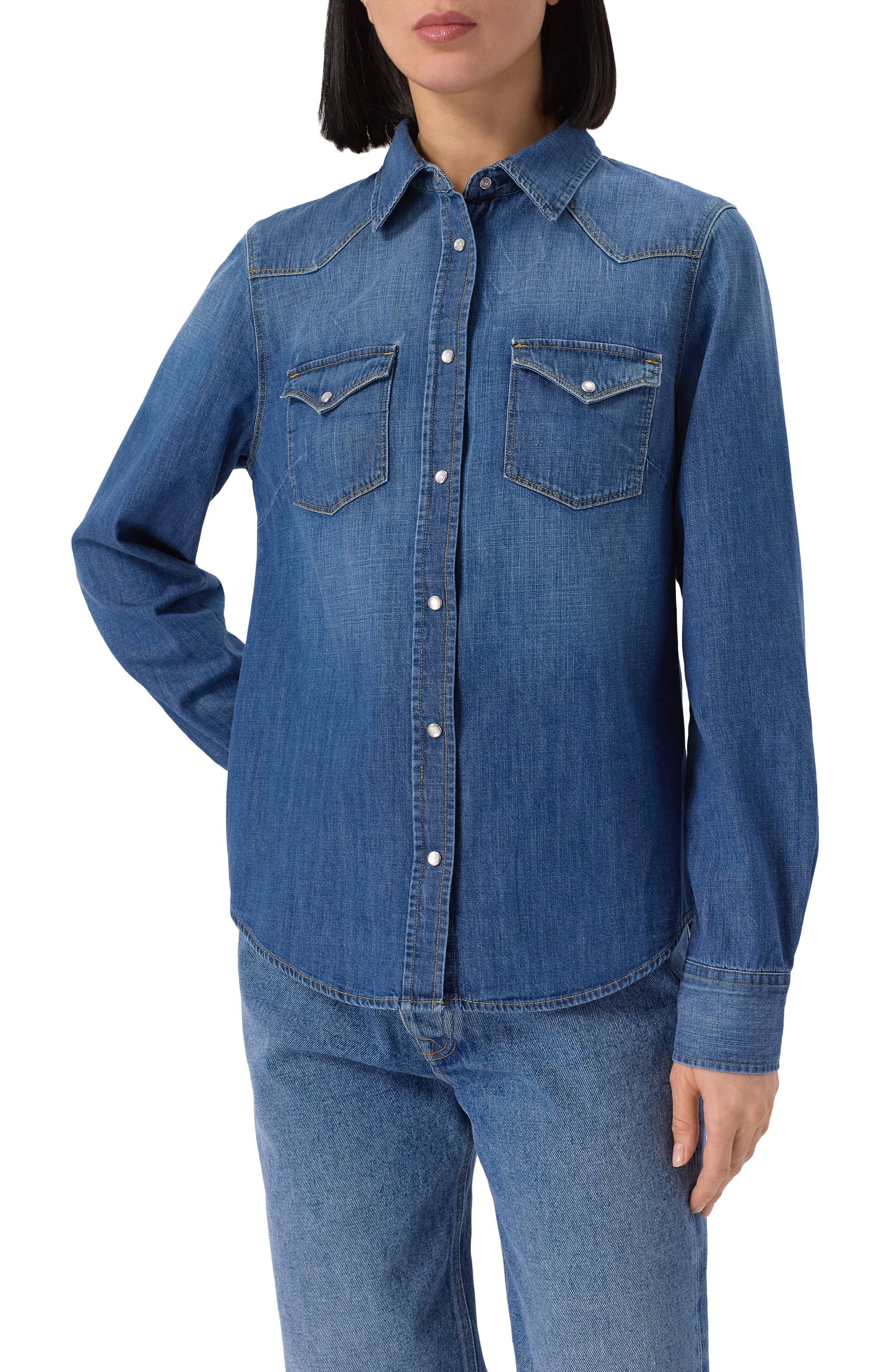 Джинсовая рубашка MVST синего цвета по цене 81900 руб., арт. C0DY/B059, фото 3 Джинсовая рубашка MVST, арт. C0DY/B059, фото 3