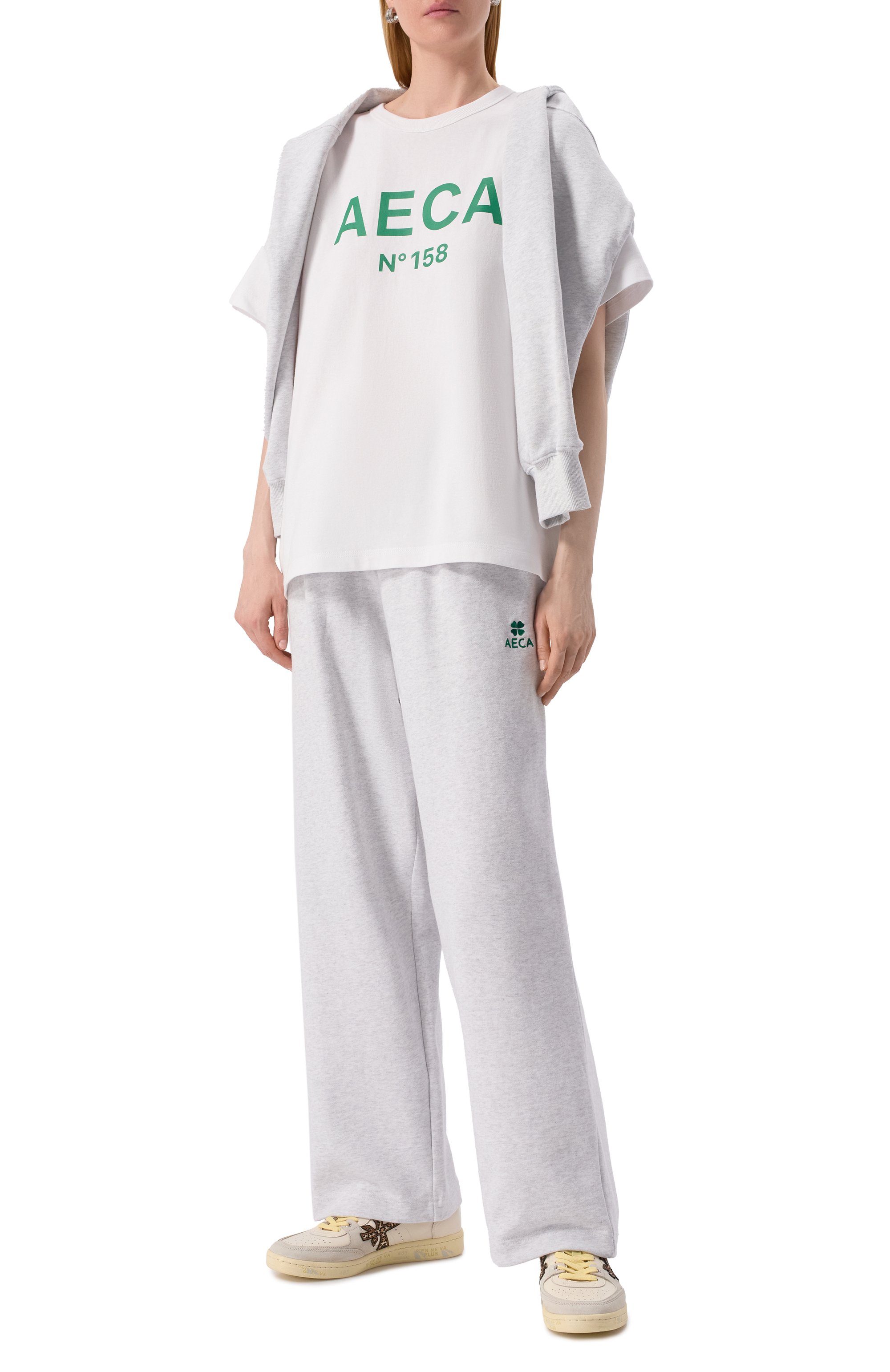 Хлопковая футболка AECA WHITE, арт. AWCMSSBBTTSST005A2.WHITE/GREEN (S), фото 2