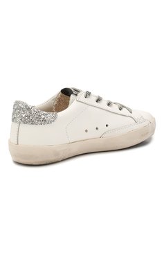 Детские кожаные кеды superstar GOLDEN GOOSE DELUXE BRAND белого цвета, арт. G36KS001.B40 | Фото 3 (Материал внутренний: Натуральная кожа; Девочки Кросс-КТ: Обувь-низкие; Нос: Не проставлено; Материал сплава: Проставлено; Материал внешний: Натуральная кожа)