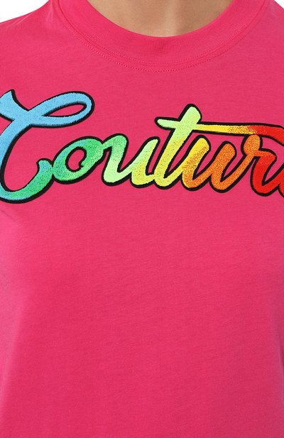 Хлопковая футболка VERSACE JEANS COUTURE фуксия цвета по цене 21400 руб., арт. 74HAHI06/CJ00I, фото 5 Хлопковая футболка VERSACE JEANS COUTURE, арт. 74HAHI06/CJ00I, фото 5