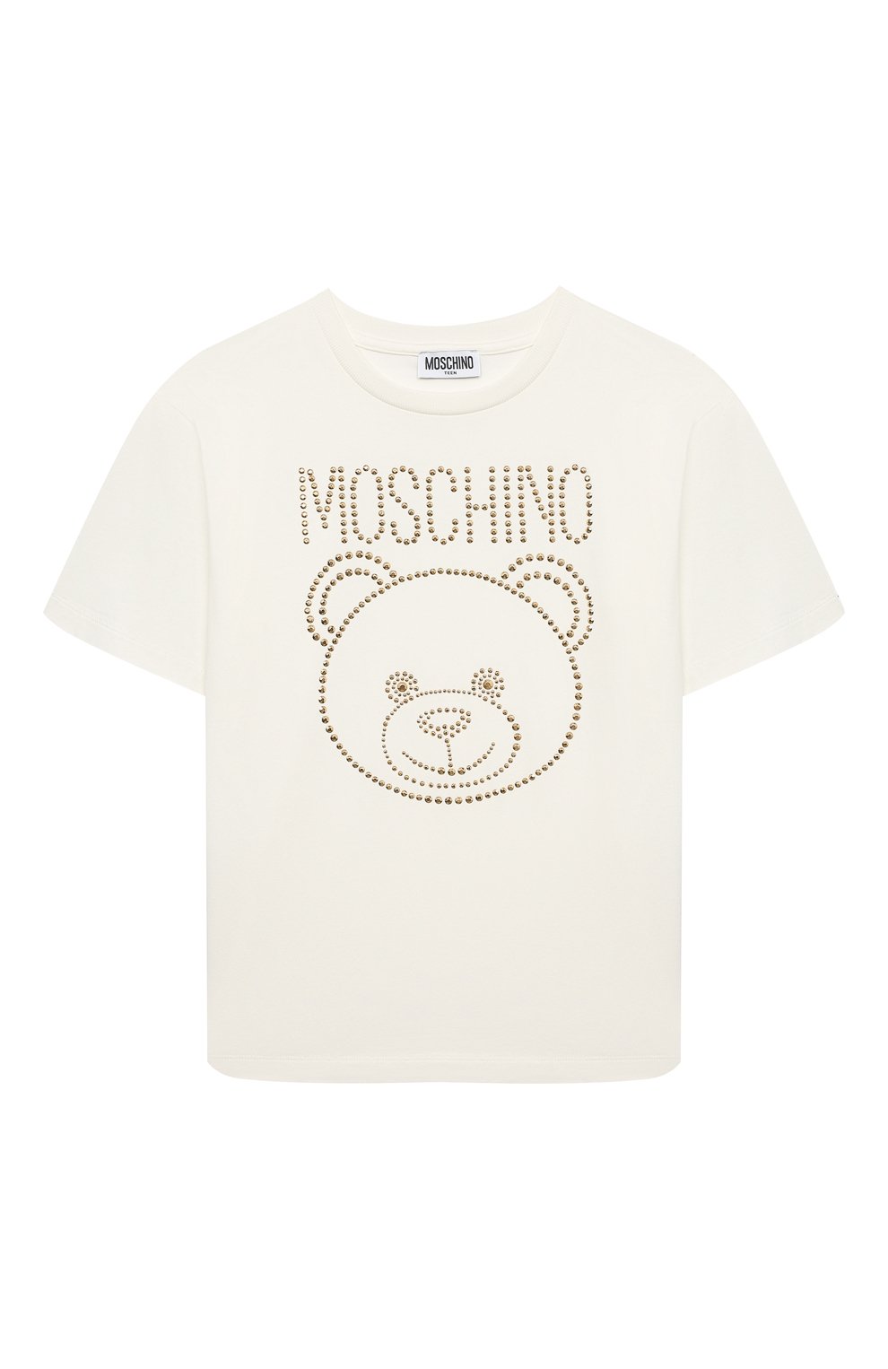 Хлопковая футболка MOSCHINO молочного цвета по цене 8755 руб., арт. HBM060/LBA10/4-8, фото 1 Хлопковая футболка MOSCHINO, арт. HBM060/LBA10/4-8, фото 1