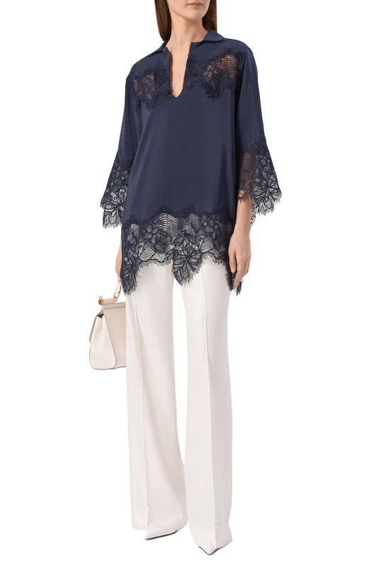 Хлопковая блузка Kiton D61460K0853G Синий  D61460K0853G Фото 2