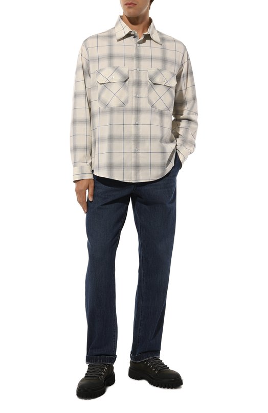 Хлопковая рубашка HUGO Blue Кремовый, фото 2