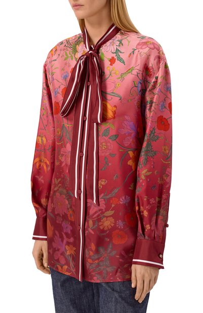 Шелковая блузка GUCCI красного цвета по цене 247500 руб., арт. 835617/ZATG8, фото 3 Шелковая блузка GUCCI, арт. 835617/ZATG8, фото 3