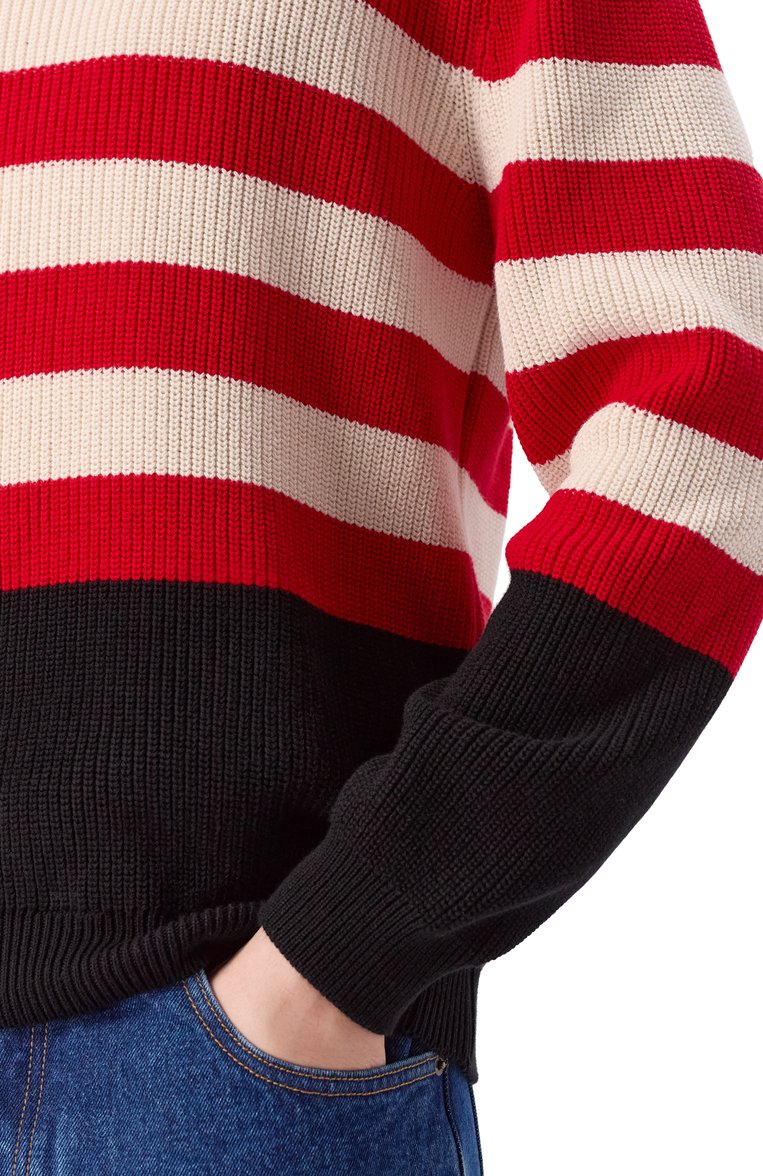 Мужской хлопковый свитер MSGM разноцветного цвета, арт. 3840MM206/257076 | Фото 5 (Длина (для топов): Стандартные; Рукава: Длинные; Принт: С принтом; Мужское Кросс-КТ: Свитер-одежда; Стили: Кэжуэл; Материал внешний: Хлопок)