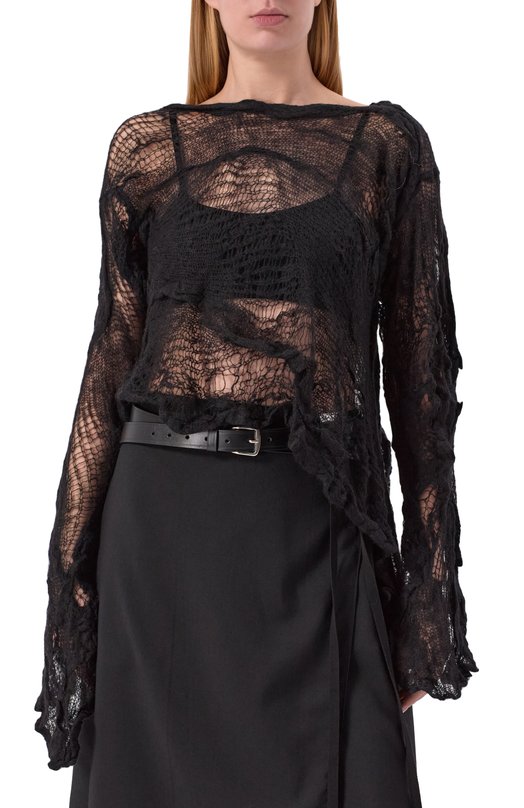 Шерстяной свитер Ann Demeulemeester B0013475/KN076 Чёрный  B0013475/KN076 Фото 3