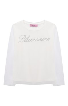 Детская лонгслив BLUMARINE белого цвета, арт. IF3071J5003 | Фото 1 (Рукава: Длинные; Материал внешний: Синтетический материал; Материал сплава: Проставлено; Драгоценные камни: Проставлено; Материал подклада: Хлопок)