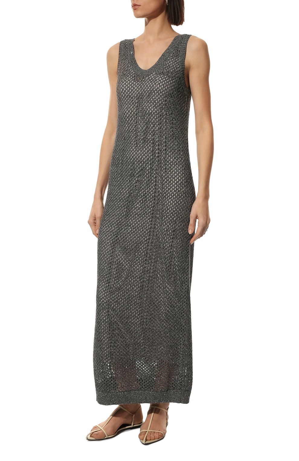 Платье изо льна и хлопка BRUNELLO CUCINELLI, арт. 221MAJ586A90, фото 3