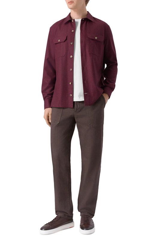 Шерстяная рубашка Brunello Cucinelli M038P0720 Бордовый  M038P0720 Фото 2