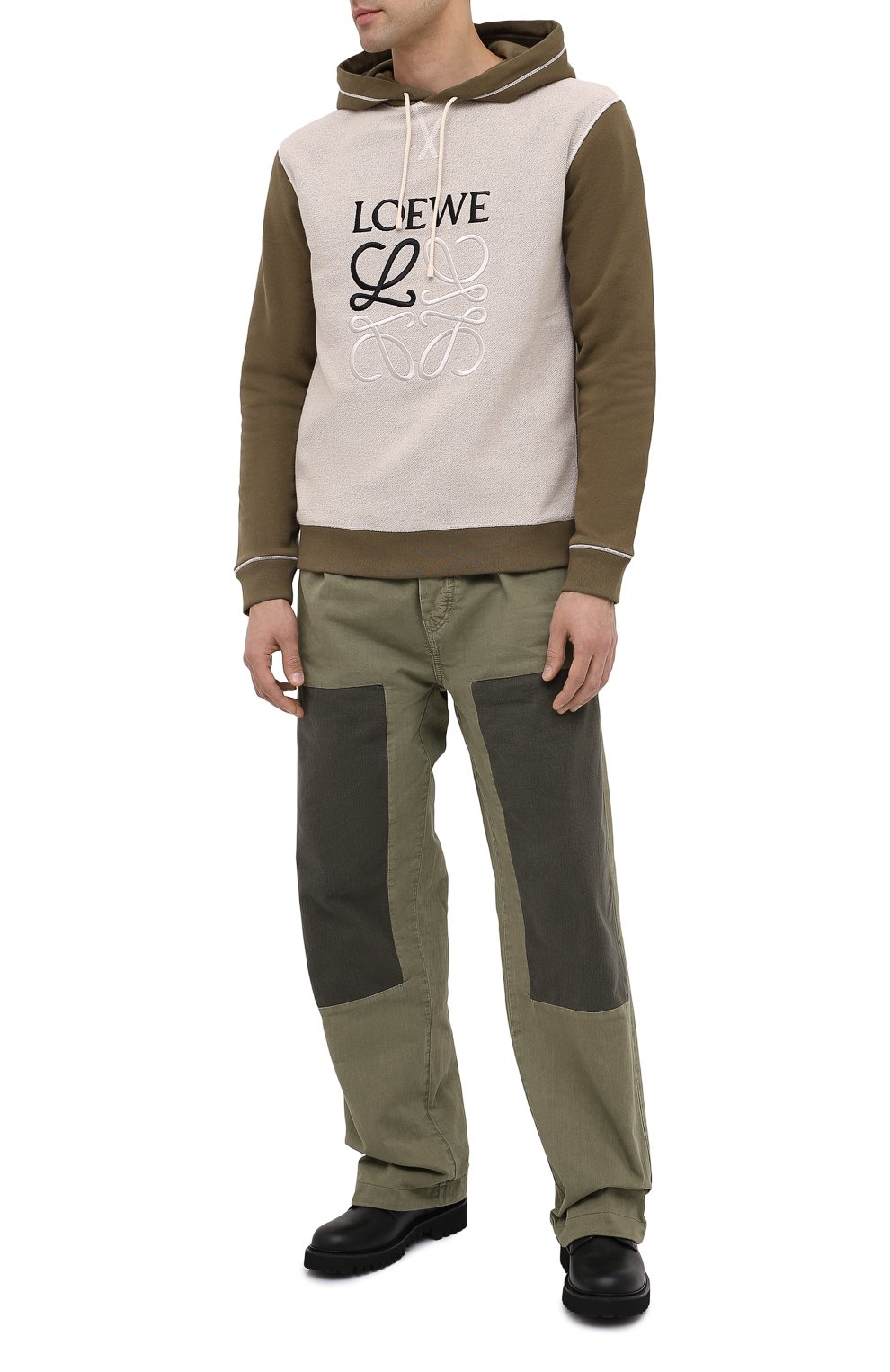 Хлопковое худи LOEWE хаки цвета по цене 61500 руб., арт. H526341X94, фото 2 Хлопковое худи LOEWE, арт. H526341X94, фото 2