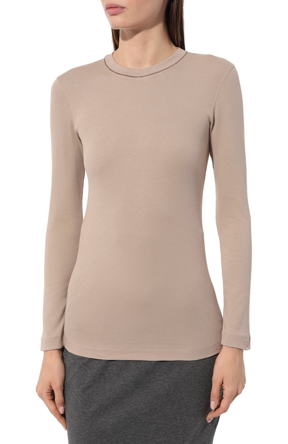 Хлопковый лонгслив BRUNELLO CUCINELLI белого цвета по цене 59700 руб., арт. MPTC8BJ300, фото 3 Хлопковый лонгслив BRUNELLO CUCINELLI, арт. MPTC8BJ300, фото 3