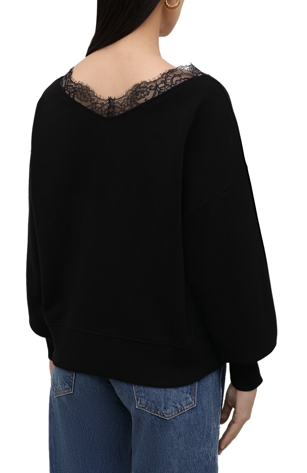 Хлопковый пуловер REDVALENTINO черного цвета по цене 33950 руб., арт. WR3MF07B/625, фото 4 Хлопковый пуловер REDVALENTINO, арт. WR3MF07B/625, фото 4