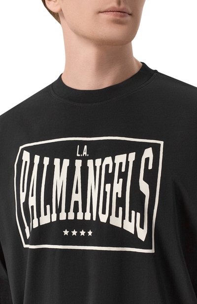 Хлопковая футболка PALM ANGELS черного цвета по цене 22500 руб., арт. PAMAA003JR004, фото 5 Хлопковая футболка PALM ANGELS, арт. PAMAA003JR004, фото 5