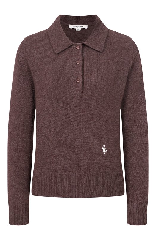 Поло из кашемира и шерсти Sporty and Rich WS07466302BR27 Коричневый WS07466302BR27