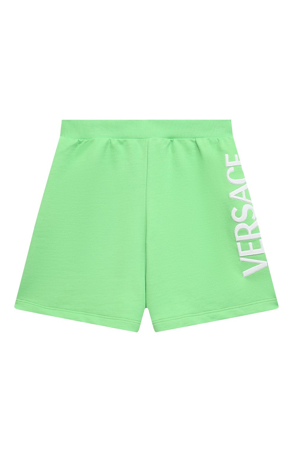 Хлопковые шорты VERSACE зеленого цвета по цене 23800 руб., арт. 1000221/1A00287/4A-6A, фото 1 Хлопковые шорты VERSACE, арт. 1000221/1A00287/4A-6A, фото 1