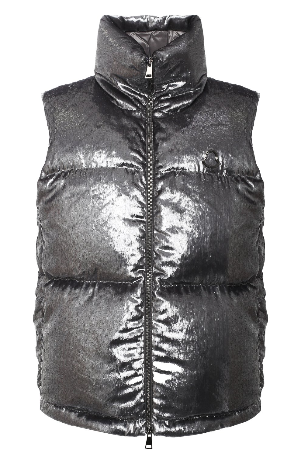 Пуховый жилет MONCLER серебряного цвета по цене 89950 руб., арт. F2-093-1A551-00-54ANX, фото 1 Пуховый жилет MONCLER, арт. F2-093-1A551-00-54ANX, фото 1