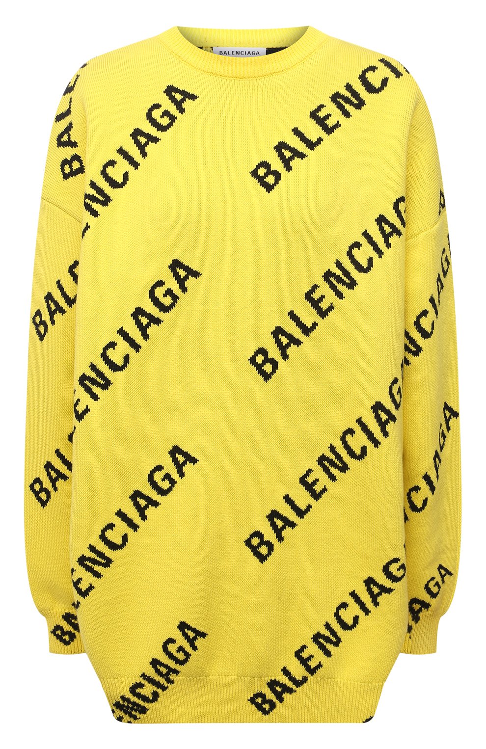 Свитер из хлопка и шерсти BALENCIAGA желтого цвета по цене 92200 руб., арт. 657528/T3200, фото 1 Свитер из хлопка и шерсти BALENCIAGA, арт. 657528/T3200, фото 1