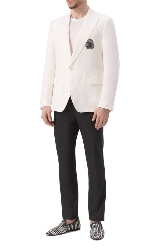 Льняной пиджак Dolce & Gabbana G2QS6Z/FU4LF Белый  G2QS6Z/FU4LF Фото 2