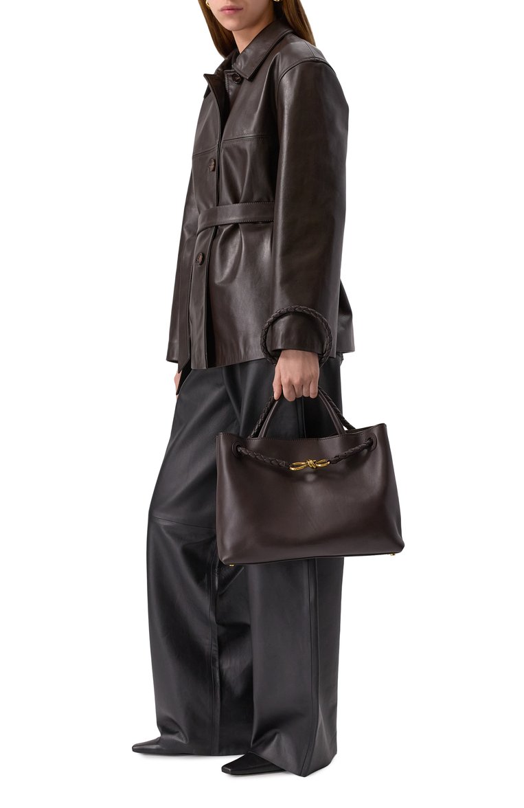 Женская сумка andiamo BOTTEGA VENETA коричневого цвета, арт. 810214 V4O92 | Фото 7 (Материал: Натуральная кожа; Размер: large)