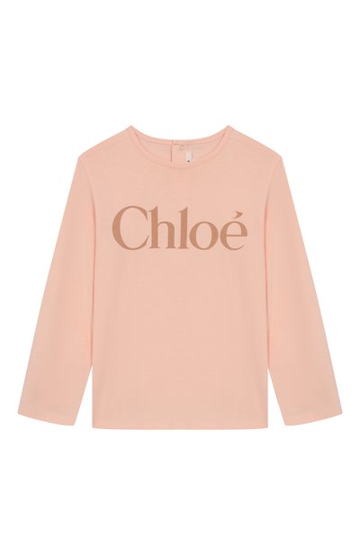 Детский хлопковый лонгслив CHLOÉ светло-розового цвета по цене 0 руб., арт. C20700 | Фото 1 Хлопковый лонгслив CHLOÉ, арт. C20700